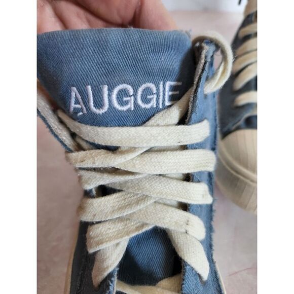 Zara 30 or 12.5 boys high top fabric rubber sneaker blue Auggie embroidery Augus - Picture 3 of 6
